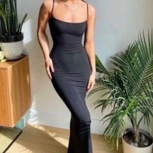 SKIMS black Spaghetti Strap Bodycon Maxi Dress